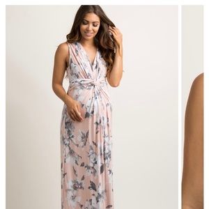 Pinkblush Maternity maxi twist front floral dress